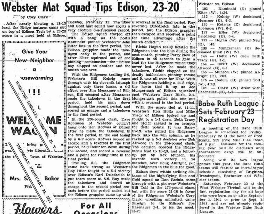 Webster Mat Squad Tips Edison, 23-20