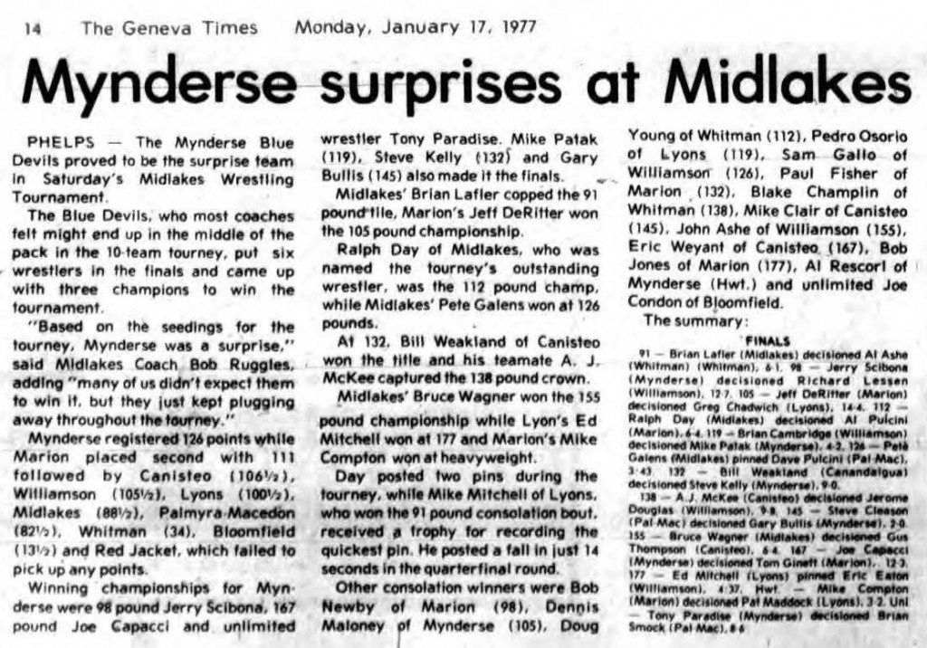 Mynderse surprises at Midlakes