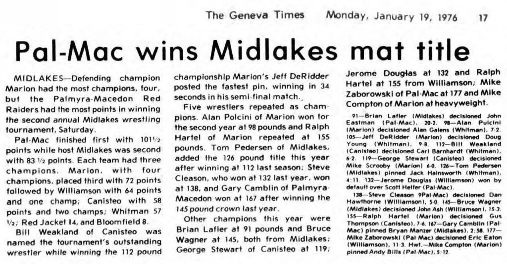 Pal-Mac wins Midlakes mat title