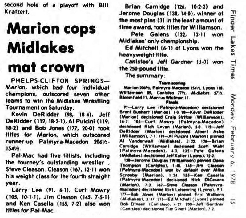 Marion cops Midlakes mat crown