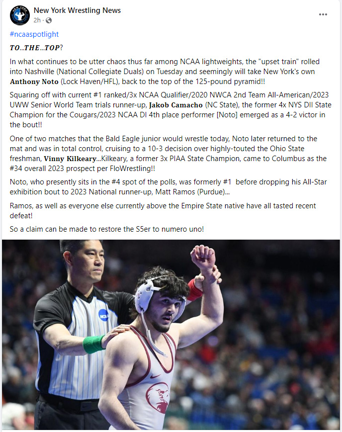 Noto knocks off Camacho