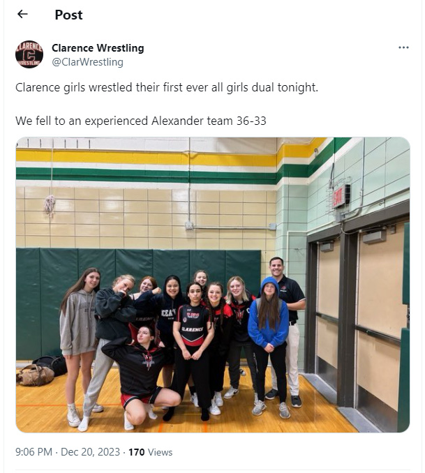 Clarence girls make wrestling debut
