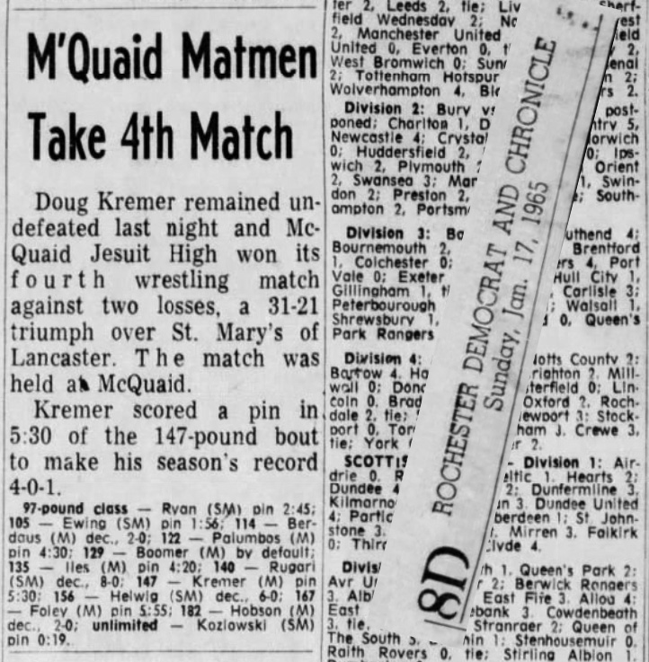 McQuaid Matmen Take 4th Match