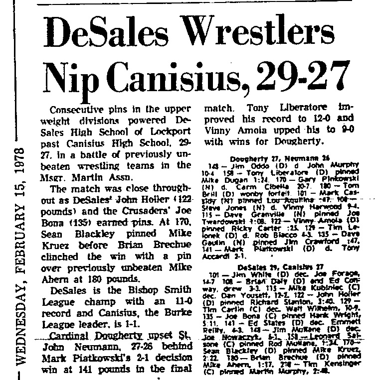 DeSales Wrestlers Nip Canisius, 29-27