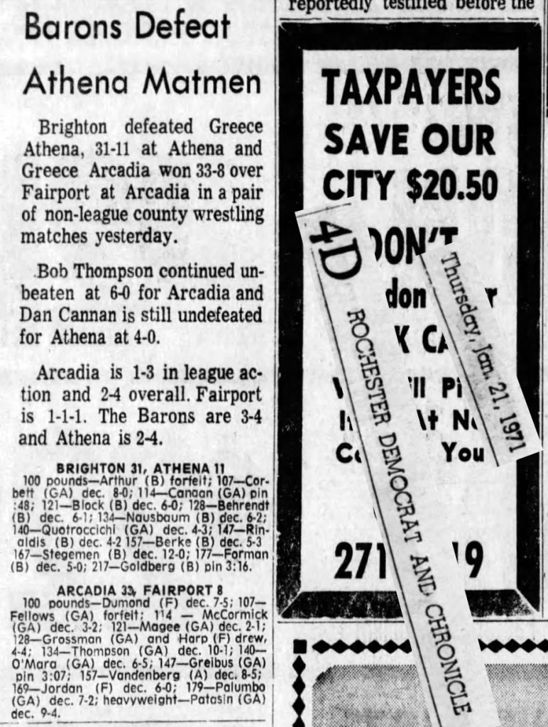 Barons Defeat Athena Matmen