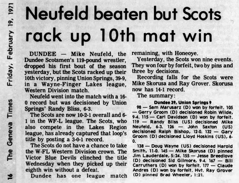 Neufield beaten but Scots rack up 10th mat win