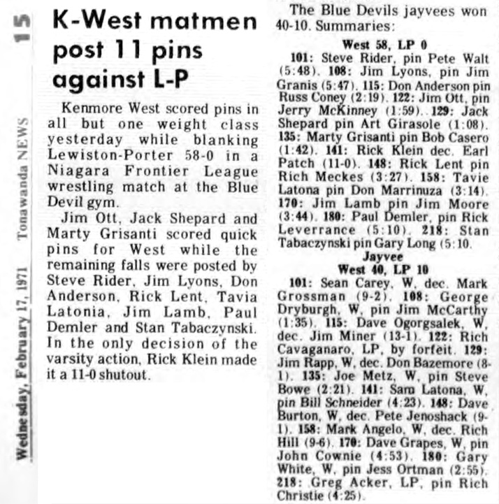 K-West matmen post 11 pins against L-P