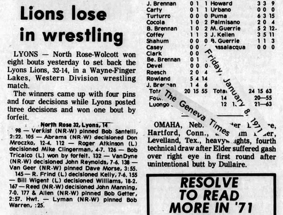 Lions lose in wrestling