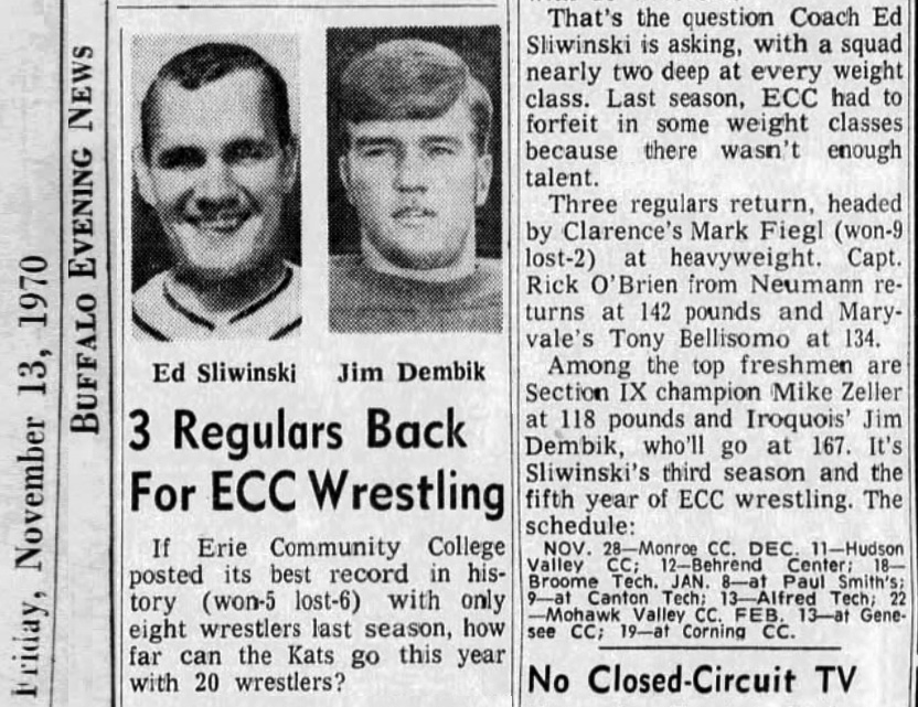 3 Regulars Back for ECC Wrestling