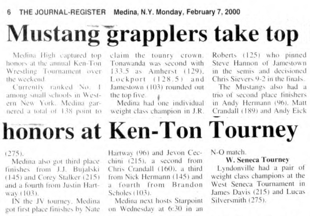 Mustang grapplers take top honors at Ken-Ton Tournament