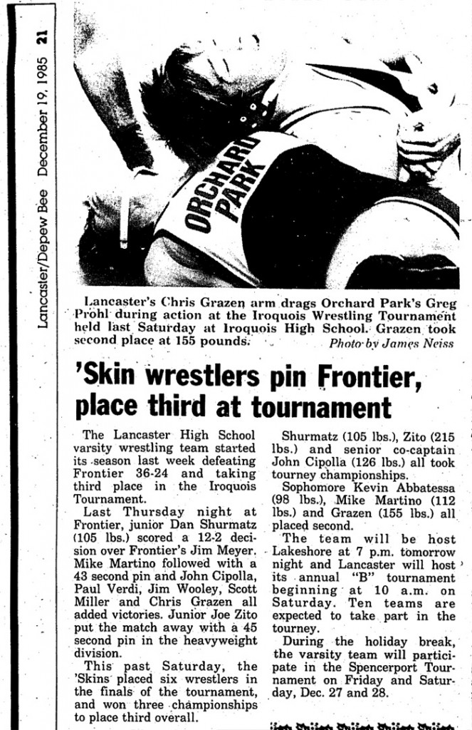 'Skin wrestlers pin Frontier, place third at tournament