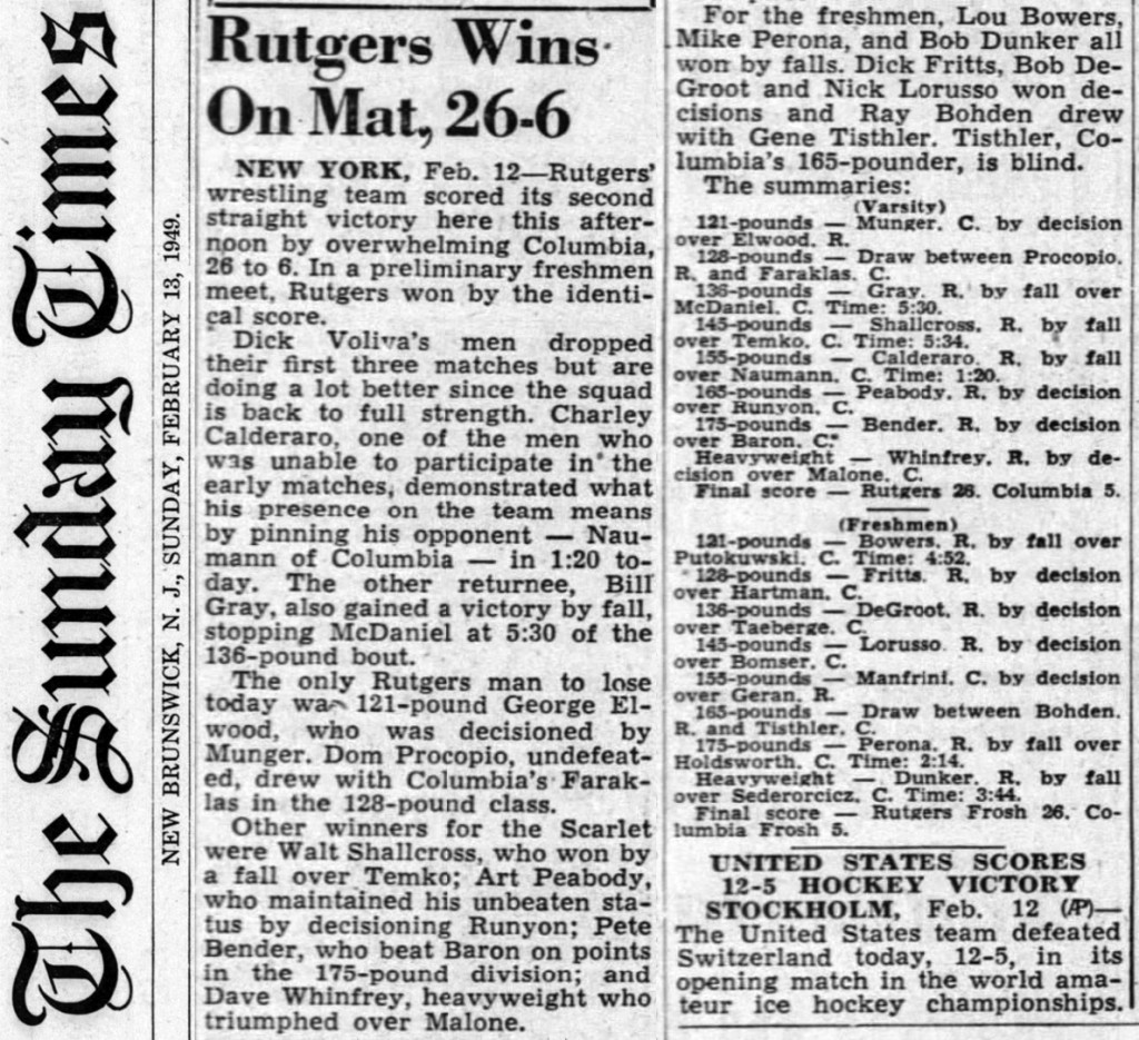 Rutgers Wins On Mat, 26-6