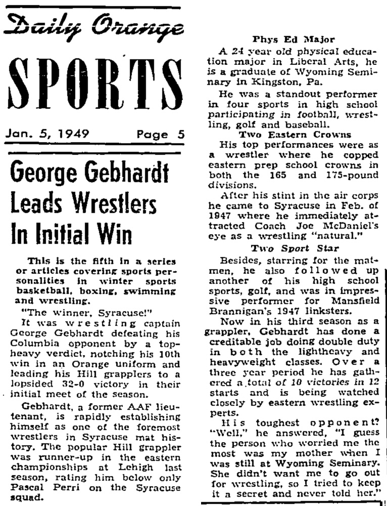 George Gebhardt Leads Wrestlers In Initial Win
