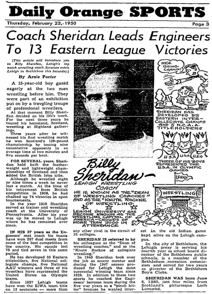 Coach Sheridan Leads Engineers to 13 Eastern League Victories