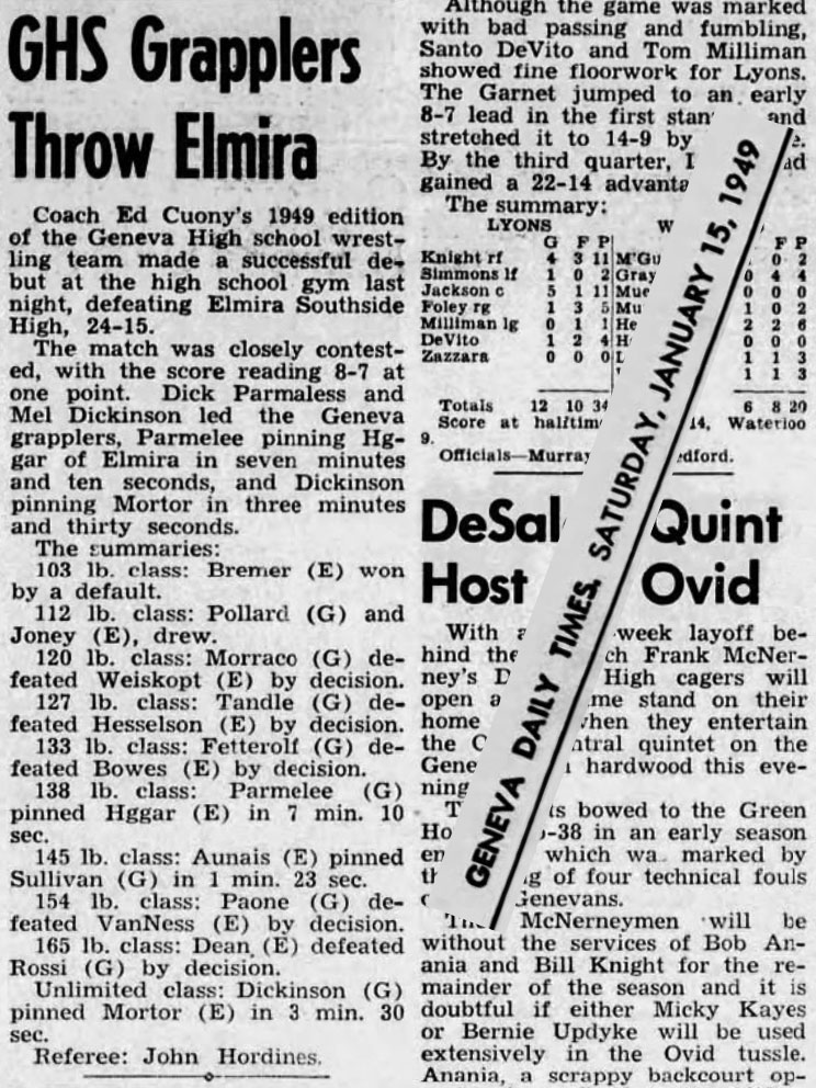 Geneva Grapplers Throw Elmira