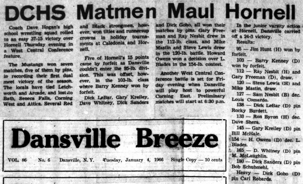 Dansville Matmen Maul Hornell