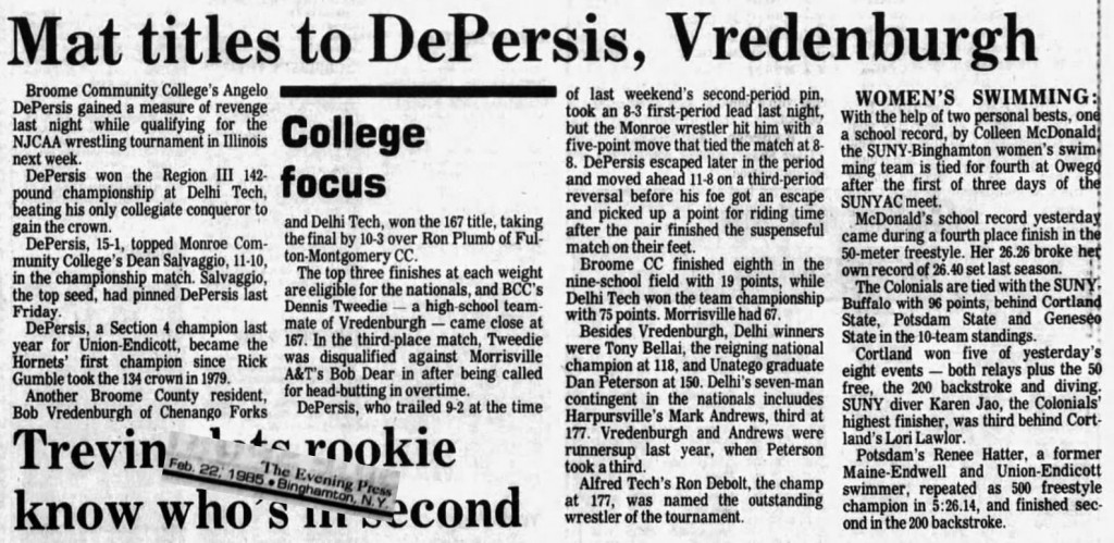 Mat titles to DePersis, Vredenburgh