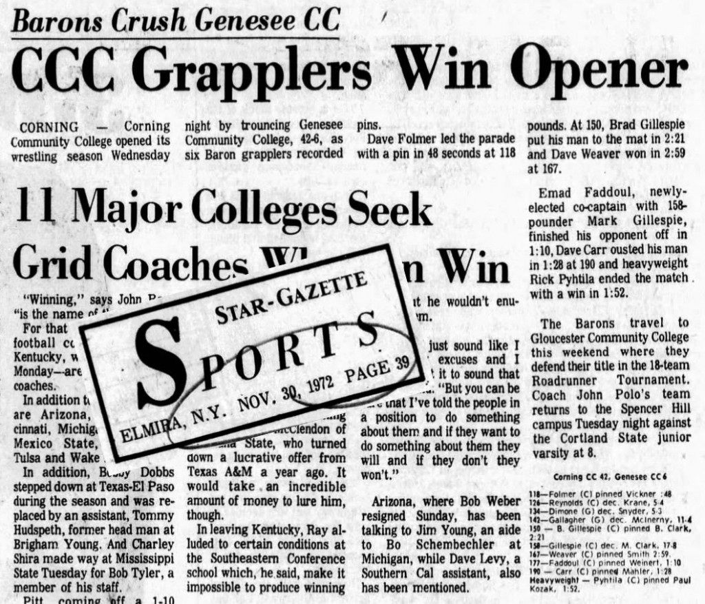 CCC Grapplers Win Opener