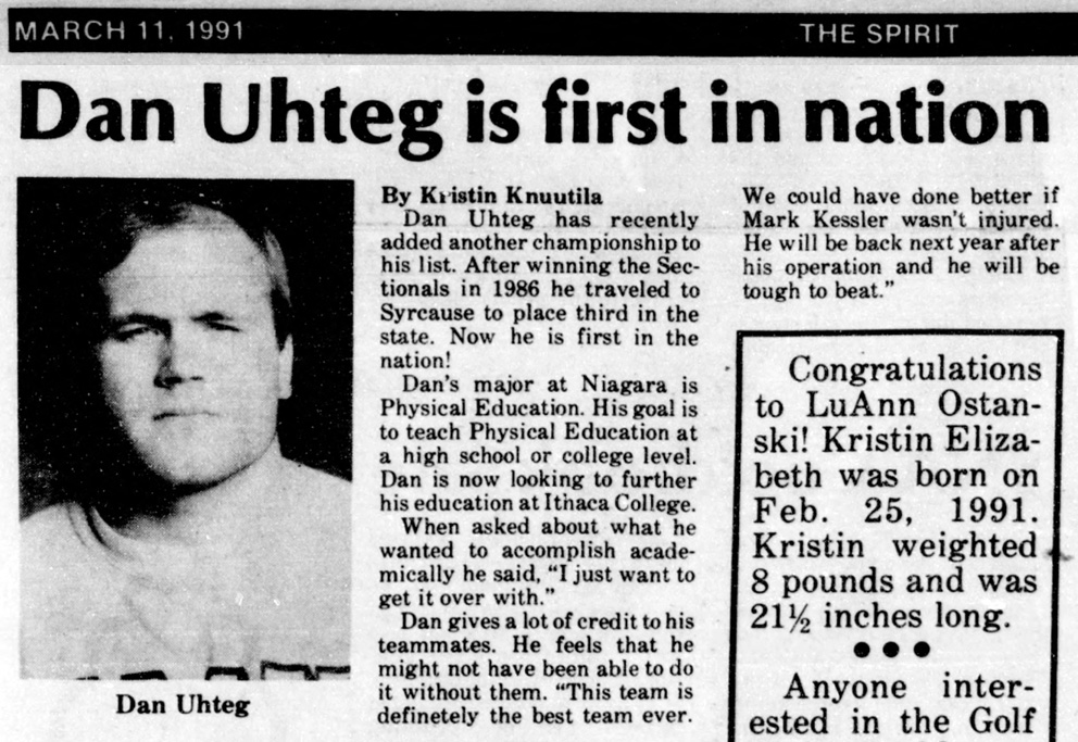 Dan Uhteg is first in nation