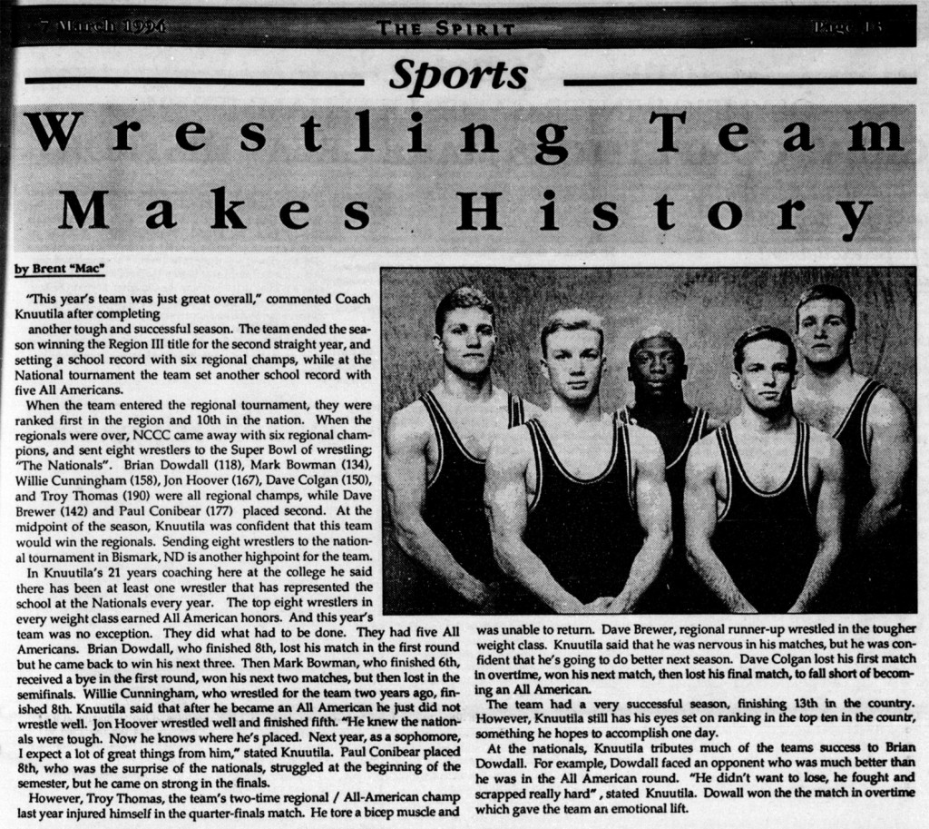 NCCC Wrestling Team Makes History