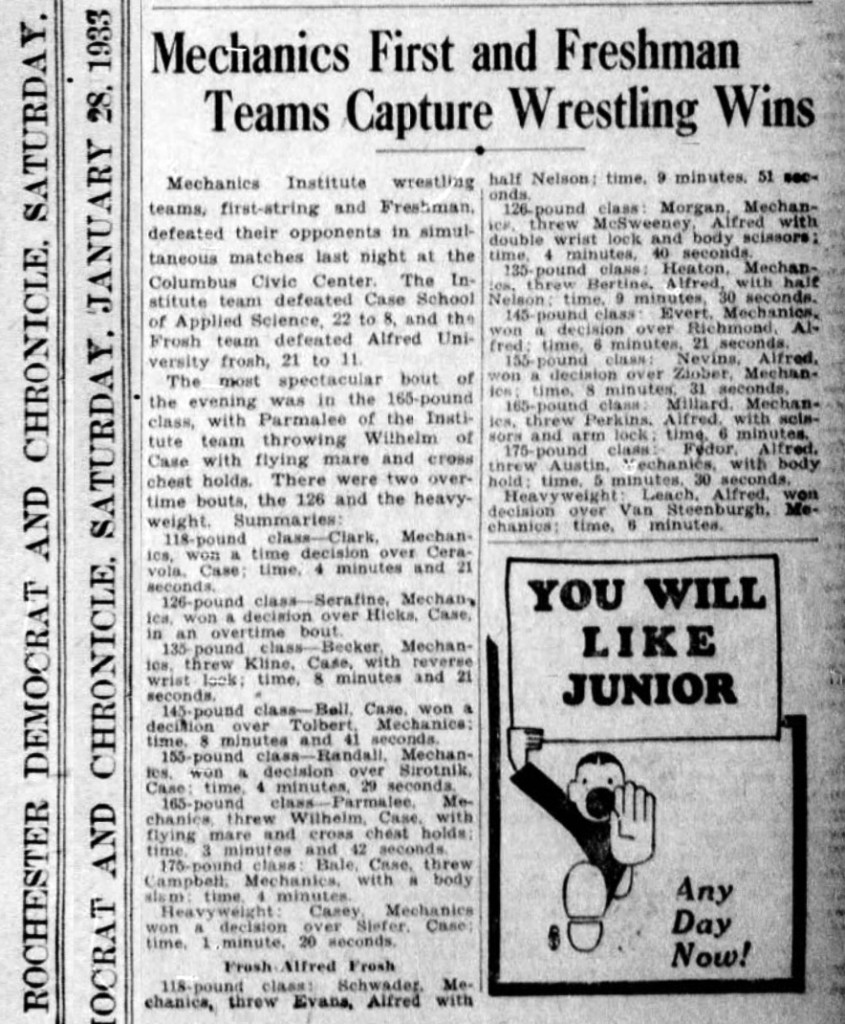 Mechanics First and Freshman Teams Capture Wresting Wins