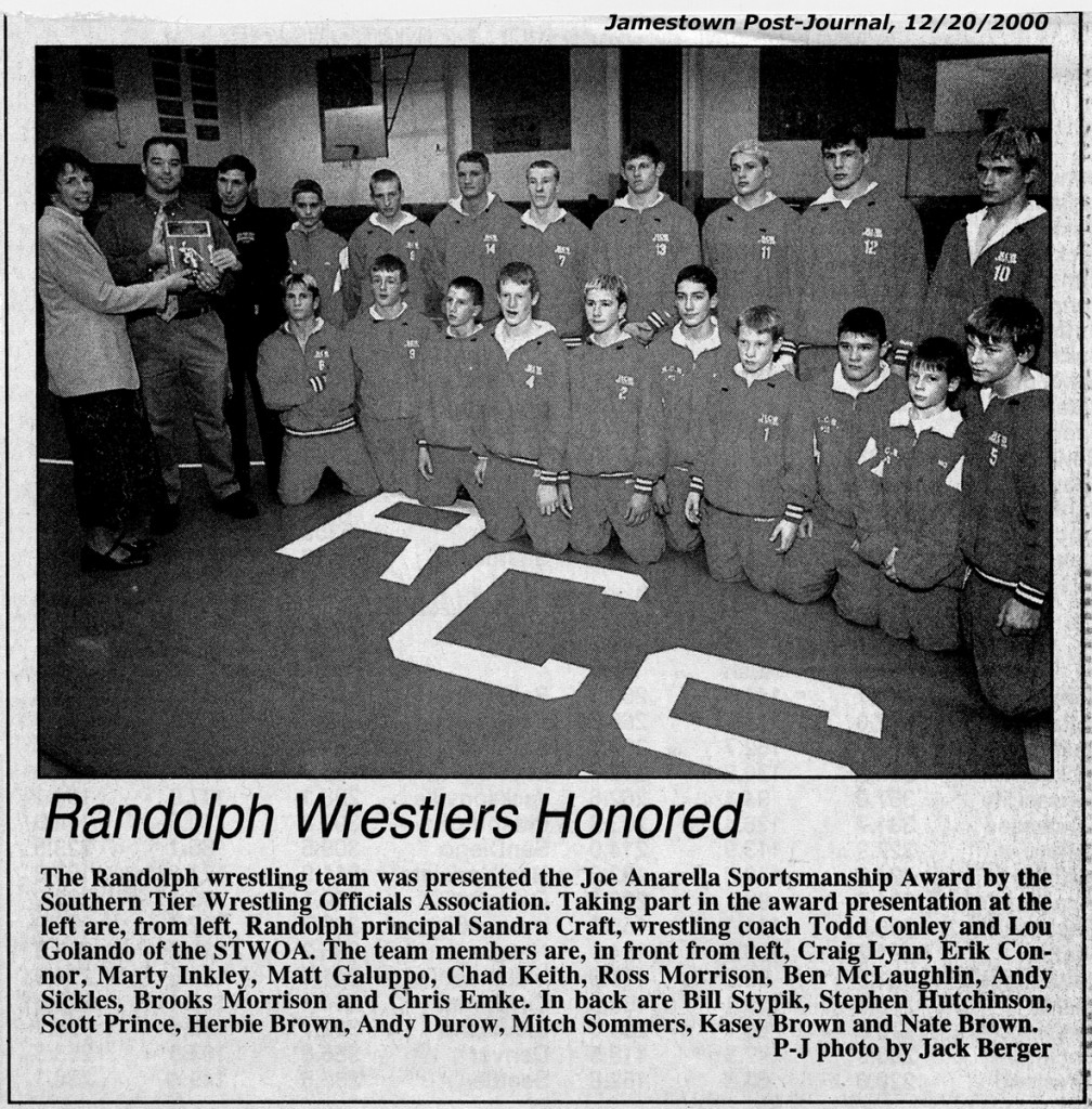Randolph Wrestlers Honored