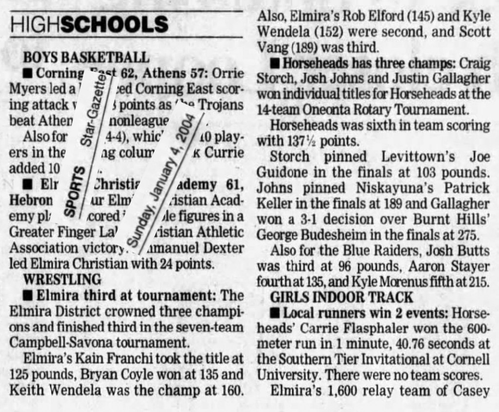 Elmira third at tournament