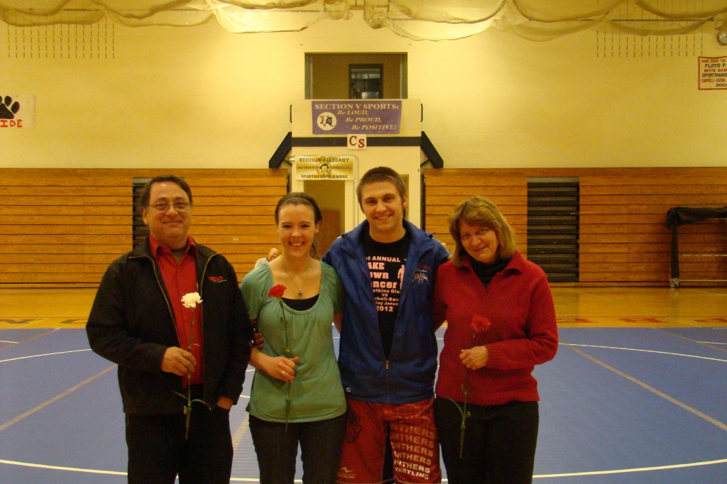 Nick Simons, escort Abigail Harkin and Mr. and Mrs. Simons
